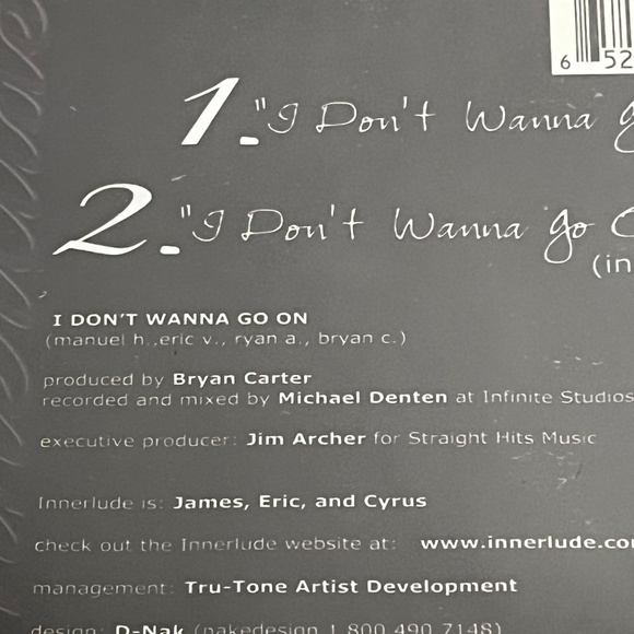 Vintage 1998 Innerlude I Dont Wanna Go On CD Funk Soul Music Straight Hits - Picture 7 of 7